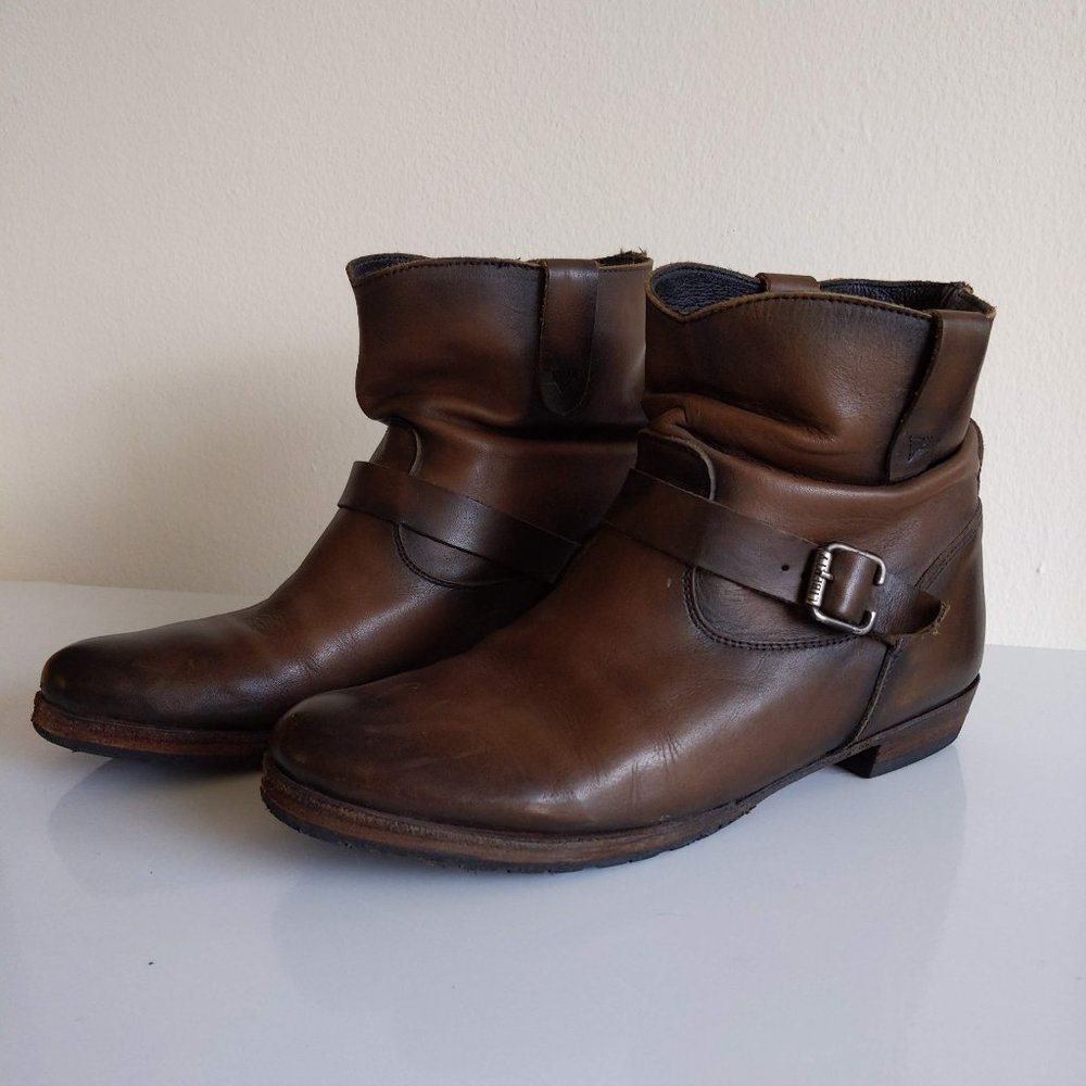 Liberty Black leather slip-on ankle boots